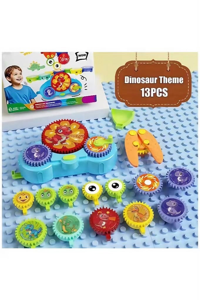 13 Pcs Electric Building Block Gear Toy Set ，Learning Resources Gears STEM Building Set，Creative Learning Building Blocks， Educational Building Toy Set，Motorized Spinning Gears Educational DIY Blocks for Kids Birthday Gift。 - Image 2