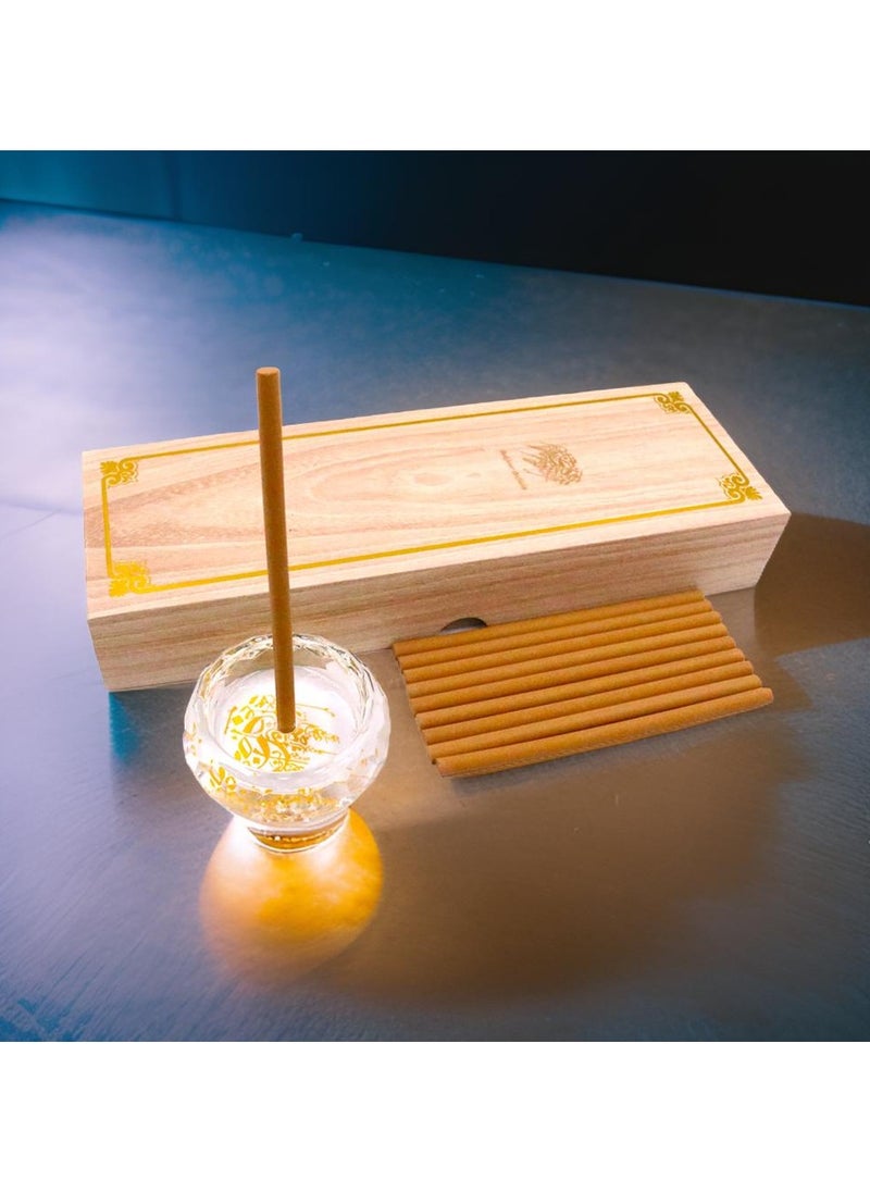 Bakhoor BoSidin Bakhoor Oud Incense Sticks 10 Pieces (5mm) Gift Set with Crystal Incense Burner  Premium Agarwood Fragrance  - Image 2