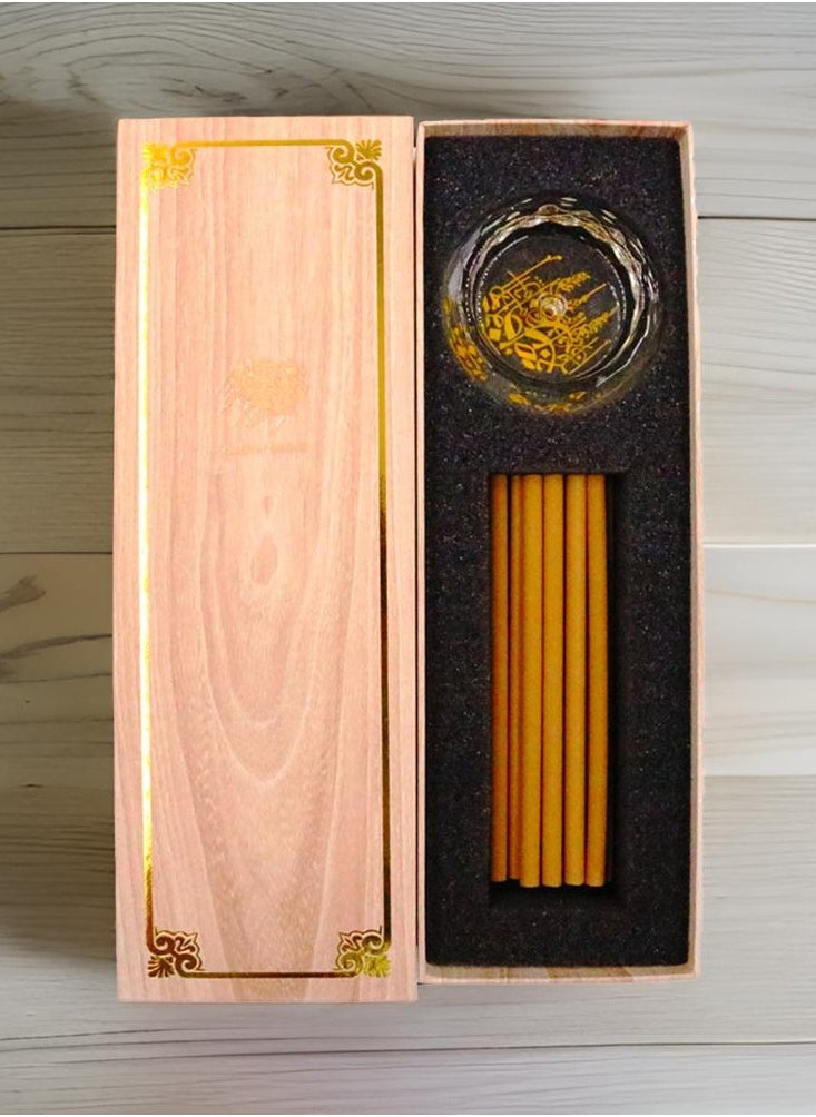 Bakhoor BoSidin Bakhoor Oud Incense Sticks 10 Pieces (5mm) Gift Set with Crystal Incense Burner  Premium Agarwood Fragrance  - Image 1