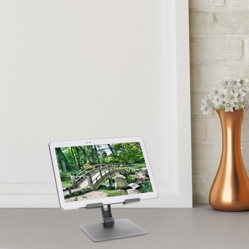 Foldable Metal Tablet Stand Adjustable Desktop Phone Holder Gray For Office Home - Image 4