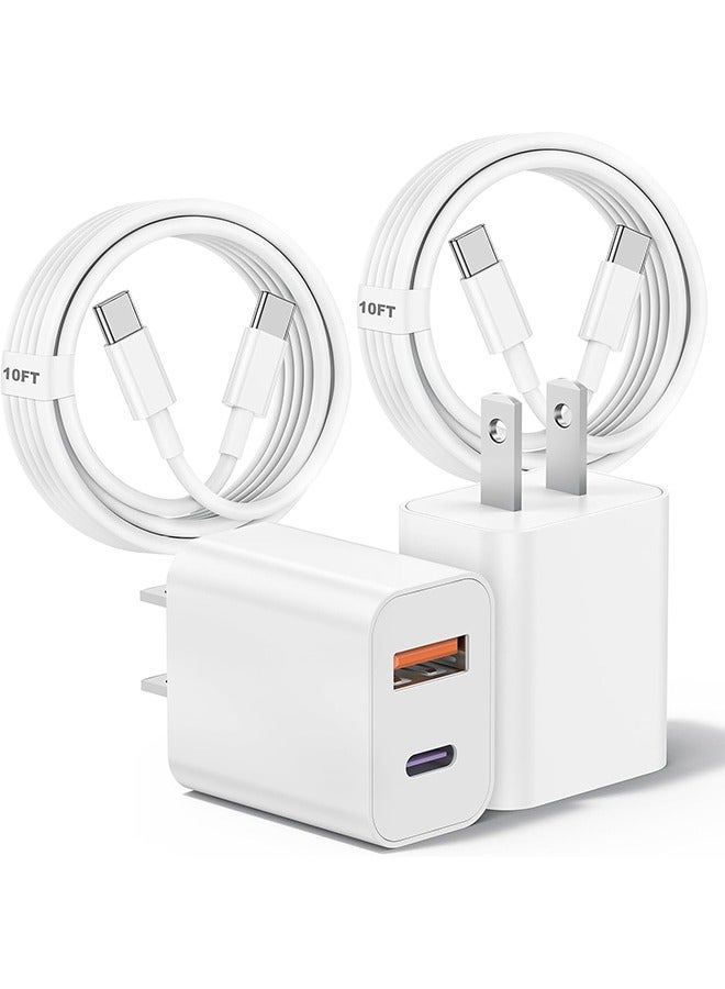 general iPhone 15 Charger, 10ft USB C Charger, 20W Dual USB Fast Wall Charger, USB C Charger Block for iPhone 15/15 Pro/15 Pro Max/iPad Pro/AirPods and More  - Image 1