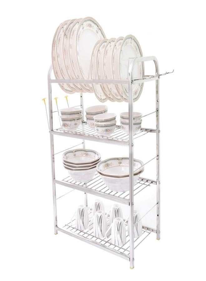 RJ kitchenware Store Kitchen Rack Stainless Steel 4 Layer 18 x 24 inch Kitchen Dish Rack/Kitchen Utensils Stand(Stainless Steel) - Image 3