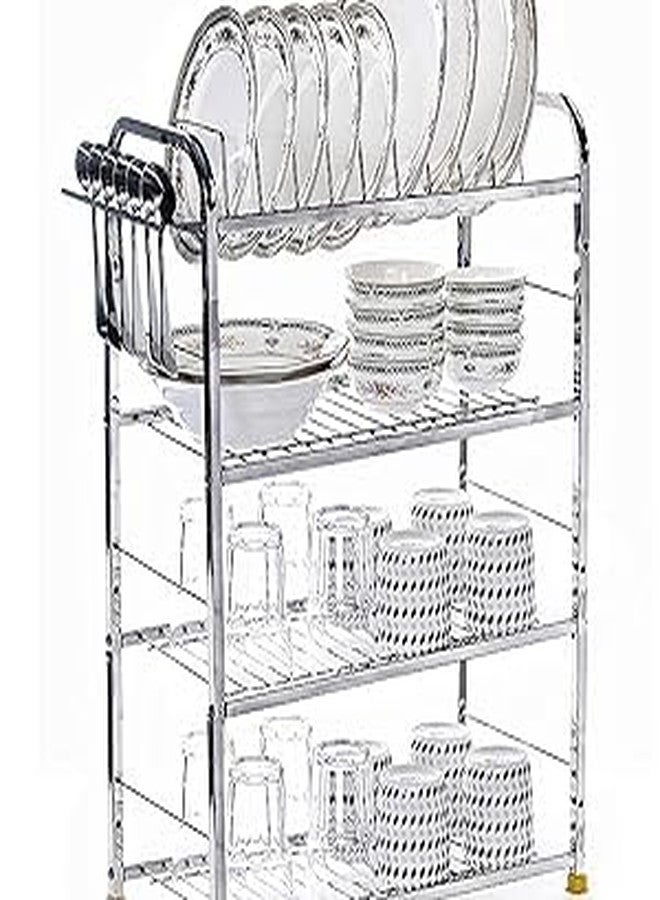 RJ kitchenware Store Kitchen Rack Stainless Steel 4 Layer 18 x 24 inch Kitchen Dish Rack/Kitchen Utensils Stand(Stainless Steel) - Image 2