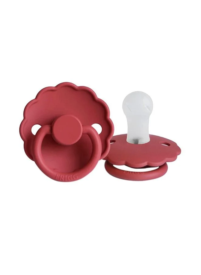 FRIGG Pack Of 1 Daisy Silicone Baby Pacifier 0-6M Scarlet - Size 1