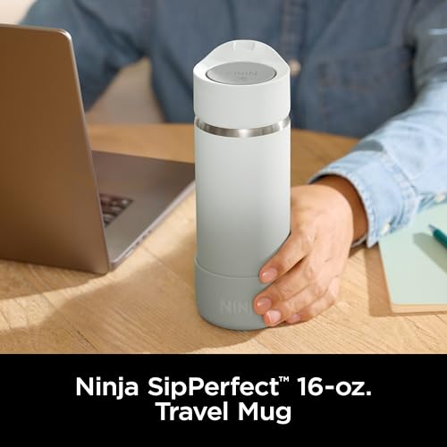Ninja Travel Mug Sip Perfect 16oz Brings Hot Drinks to Sippable Temperature in Minutes Stainless Steel Leak Proof Dishwasher Safe Metal Insulated Tumbler White DW1603WH - Image 3