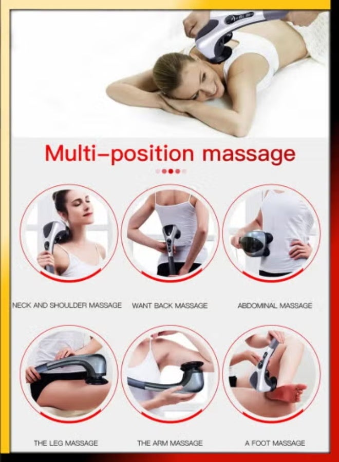 Handheld Double Head Full Body Massager With Heating Vibration Infrared Deep Tissue Massage Electric Dual Percussion For Neck Shoulder Back Arms Leg Foot Calf Muscle Relaxation Hand Tension Pain Relief Heavy Duty Hammer Massager For Physiotherapy - Image 3