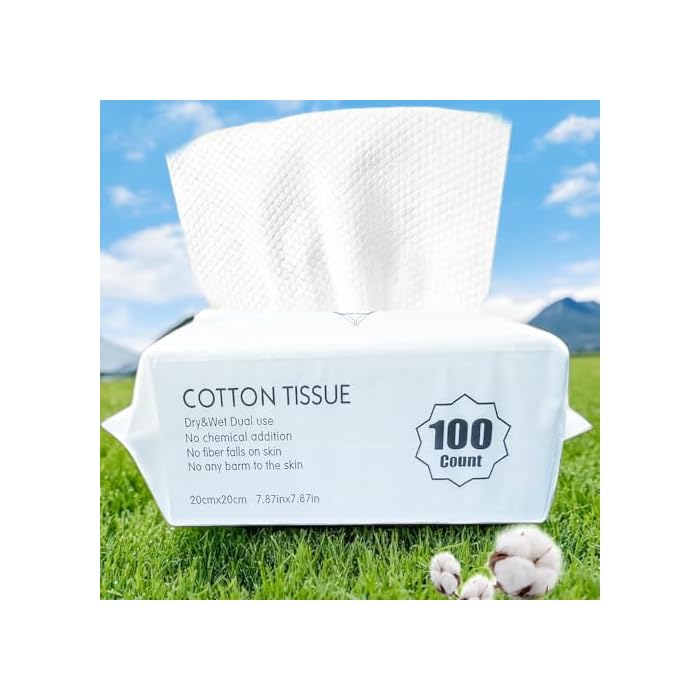 Disposable Face Towels, Ultra Soft Cleansing Cloths, Lint- free Face Cloths for Makeup Remover, Skincare and Women Cleaning, Dry Wipes (White, 100 Count (Pack of 1))
