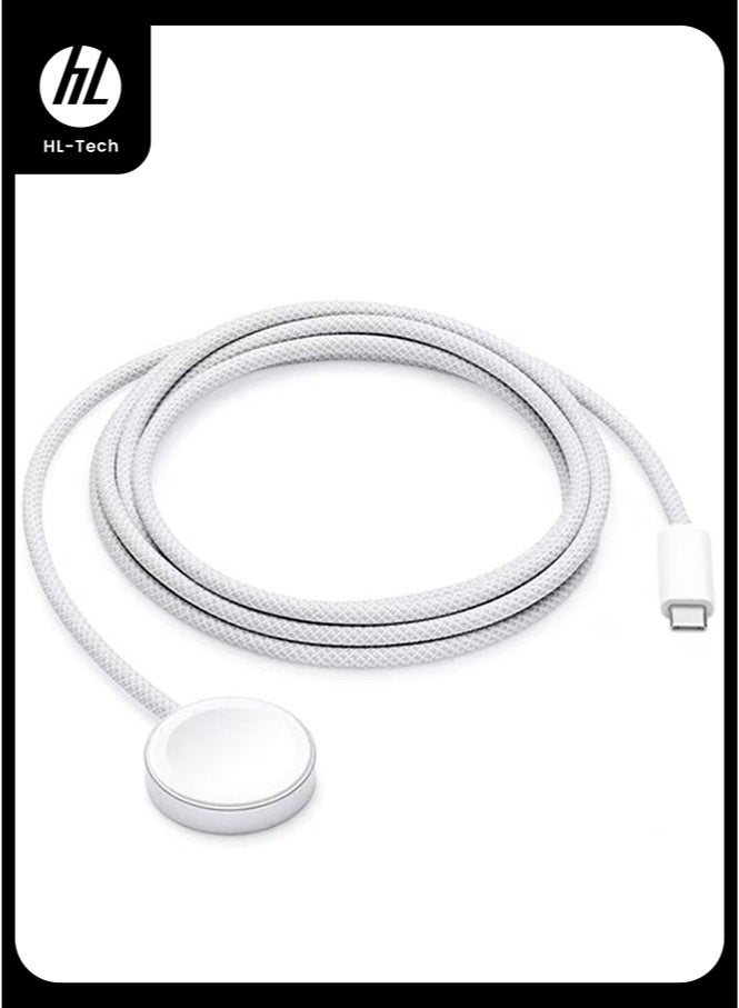 HL-Tech Fast Charging USB C Watch Charger Cord Compatible for Apple Watch, Magnetic Watch Charging Cable Compatible for Watch Series 9/8/7/Ultra/Ultra2/SE2/6/5/4/3/2/1/SE1, Type C Cord, 1M High-quality nylon weaving - Image 1