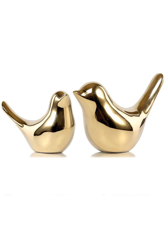 Peachjoy Small Birds Statues Gold Home Decor Modern Style Figurine Decorative Ornaments for Living Room, Bedroom, Office Desktop, Cabinets  - Image 1