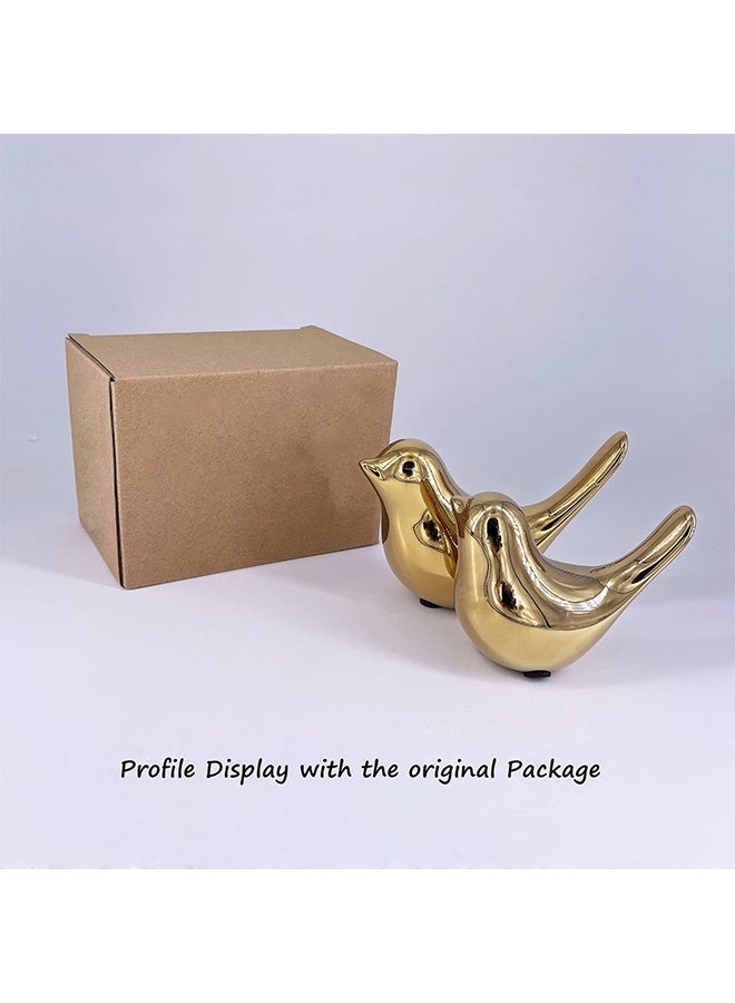 Peachjoy Small Birds Statues Gold Home Decor Modern Style Figurine Decorative Ornaments for Living Room, Bedroom, Office Desktop, Cabinets  - Image 3