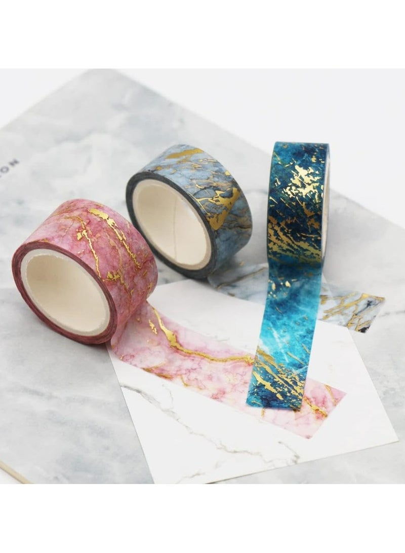 Generic 3 Rolls Multicolor Marble Grain Gold Veins Washi Tape for Arts, DIY Crafts, Journal Supplies,Card/Gift Wrapping  - Image 5