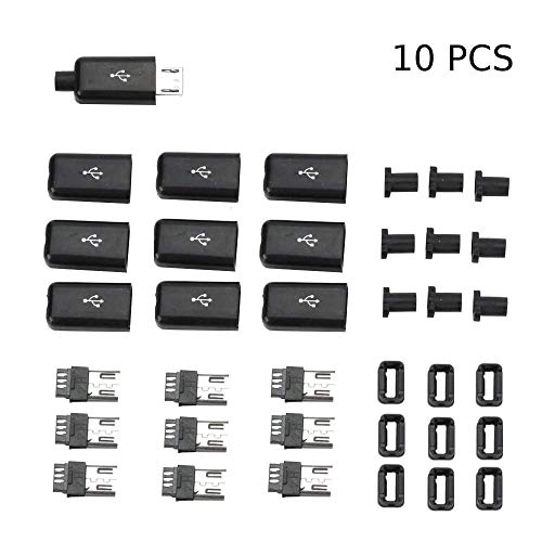 CentIoT - 10pcs Black Type B Micro USB MALE USB 2.0 - 5 Pin Plug Connector - With Plastic Cover - DIY Kit (Black) - Image 3