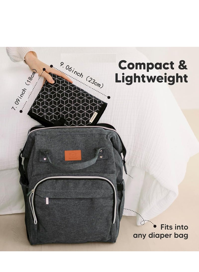 فلوشرينيك وسادة تغيير حفاضات محمولة، مفرش تغيير حفاضات أطفال قابل للطي مقاوم للماء، مفرش تغيير حفاضات للسفر، وسادات تغيير خفيفة الوزن للطفل، مغير حفاضات للأطفال، قابل للغسل في الغسالة (أسود) - Image 2