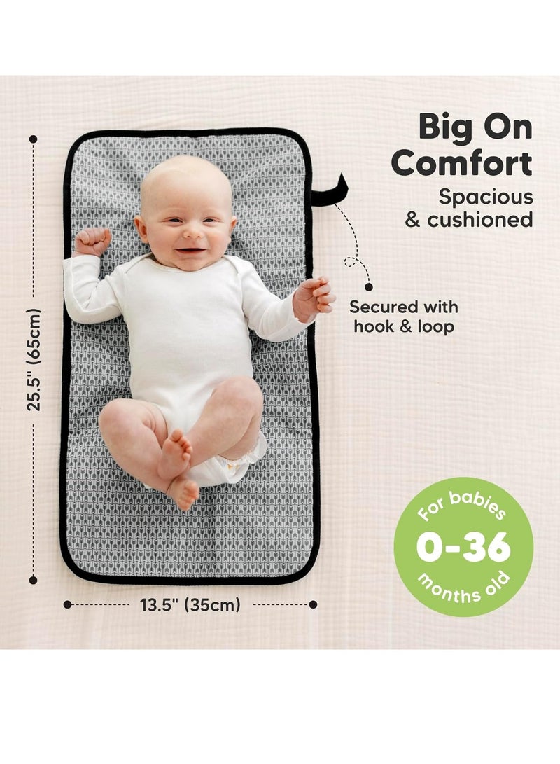 فلوشرينيك وسادة تغيير حفاضات محمولة، مفرش تغيير حفاضات أطفال قابل للطي مقاوم للماء، مفرش تغيير حفاضات للسفر، وسادات تغيير خفيفة الوزن للطفل، مغير حفاضات للأطفال، قابل للغسل في الغسالة (أسود) - Image 3