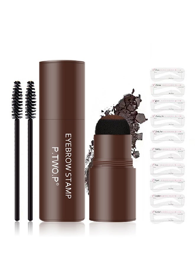 P.TWO.P - Eyebrow Stamp ,Perfect Eyebrow Stamp Kit To Instantly Color And Shape Your Brows，One Step Eyebrow Stamp Shaping Kit Set With 10 Stencils Makeup Long Lasting Waterproof （Dark Brown） - Image 1