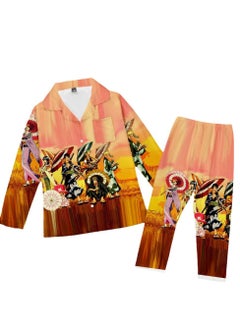 KUYING New One Piece Printed Pants Long Shirts Pajamas Set  - Image 1