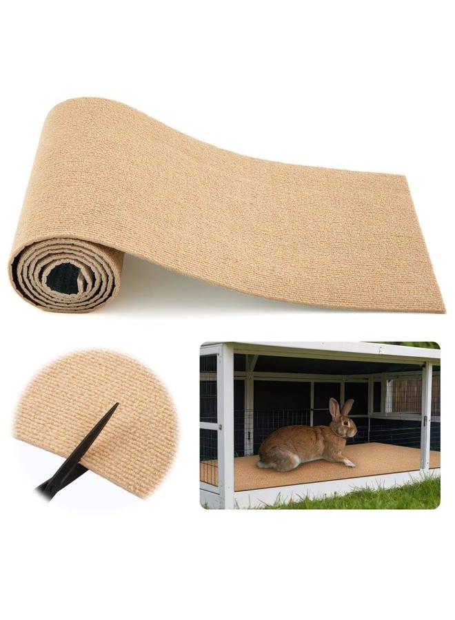 Maasechs Rabbit Scratch Mat 12 Inch X 6.56 ft Self Adhesive Bunny Scratching Pad Cuttable Claw and Teeth Care Rabbit Mat for Cage Small Animal Scratching Rug for Biting Sleeping Nesting (Khaki) - Image 1