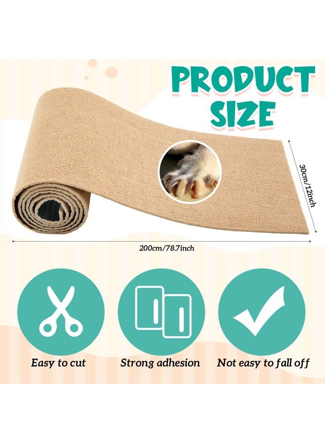 Maasechs Rabbit Scratch Mat 12 Inch X 6.56 ft Self Adhesive Bunny Scratching Pad Cuttable Claw and Teeth Care Rabbit Mat for Cage Small Animal Scratching Rug for Biting Sleeping Nesting (Khaki) - Image 2