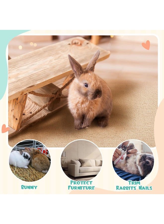 Maasechs Rabbit Scratch Mat 12 Inch X 6.56 ft Self Adhesive Bunny Scratching Pad Cuttable Claw and Teeth Care Rabbit Mat for Cage Small Animal Scratching Rug for Biting Sleeping Nesting (Khaki) - Image 4