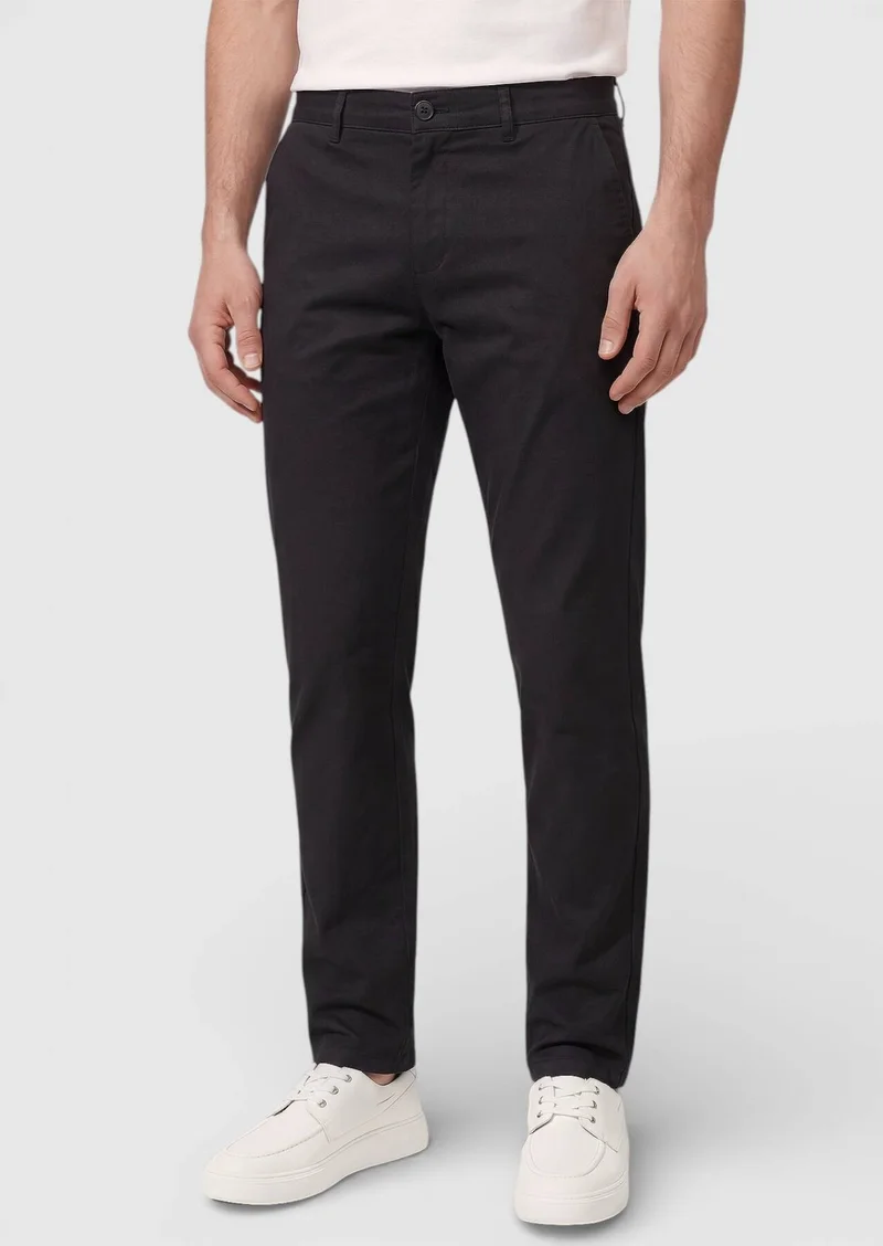 Ramsey Black Weaving Regular Fit Casual Cotton Blended Trousers