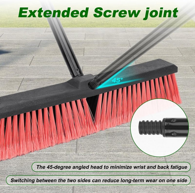 BeiLan 18 Inches Push Broom Outdoor- Heavy Duty Commercial Broom with 64.5" Long Handle and Stiff Bristles for Patio Garage Deck Concrete Wood Stone Tile Driveway Yard Warehouse Shop Floor Cleaning - Image 5