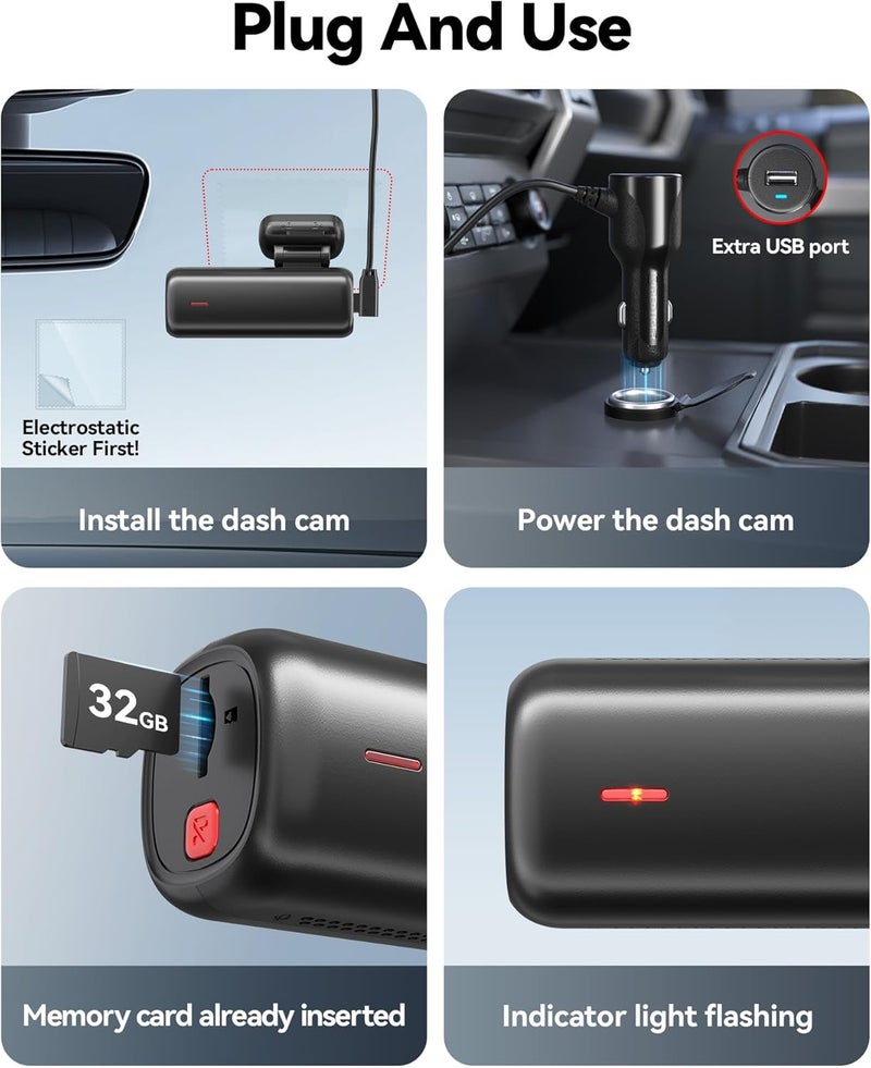 REDTIGER F9 Lite 4K Dash Cam with WiFi, GPS, G-Sensor, and 32GB Memory Card - Image 4