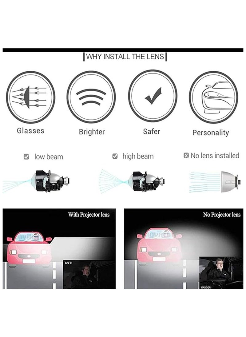 Toby's Toby's 150watts/Pair Led Lens Plus-1 3Inch Bi LED Projector Lenses For Headlight  6000K Auto Lamp 15000LM Car Lights Retrofit Kits Hyperboloid Lens  - Image 3