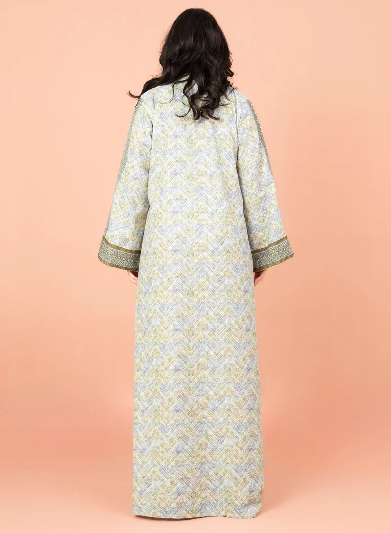 IKKXA Modern Embroidery Jalabiya IN032 Green