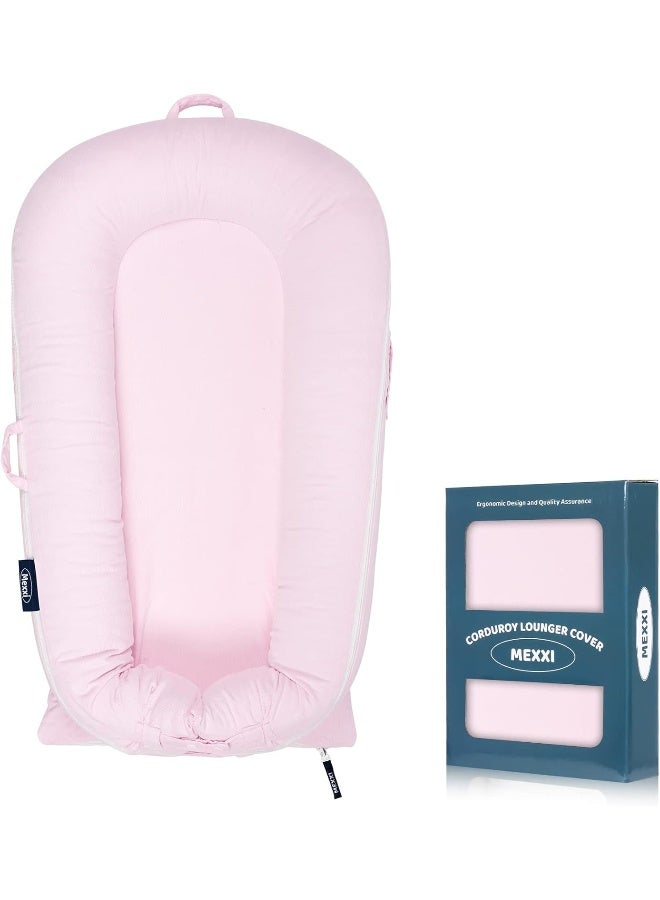 MEXXI MEXXI Corduroy Baby Nest Cover for Dockatot Deluxe+ Docks | Hypoallergenic Cotton Newbon Lounger Cover (Cover Only) (Pink)  - Image 1