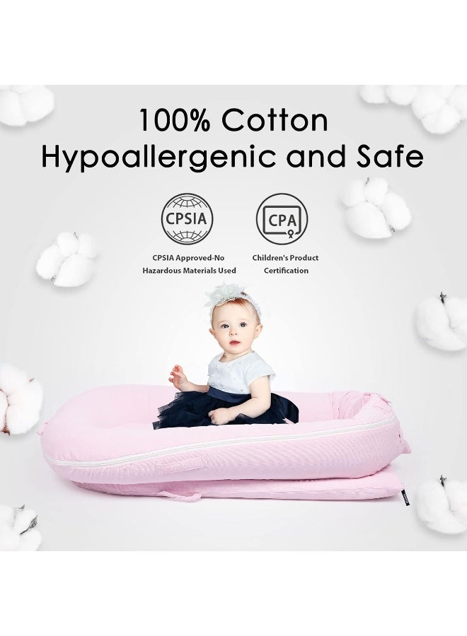 MEXXI MEXXI Corduroy Baby Nest Cover for Dockatot Deluxe+ Docks | Hypoallergenic Cotton Newbon Lounger Cover (Cover Only) (Pink)  - Image 3