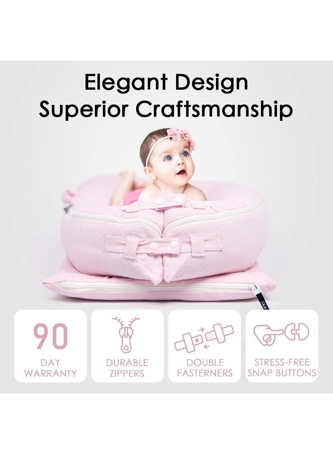 MEXXI MEXXI Corduroy Baby Nest Cover for Dockatot Deluxe+ Docks | Hypoallergenic Cotton Newbon Lounger Cover (Cover Only) (Pink)  - Image 5