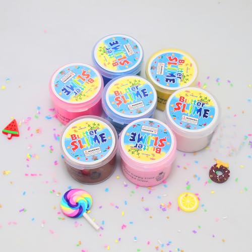 ZONEWAY 7 Pack Cake Butter Slime Kits Soft and NonSticky Slime Kit Party Favors for Girls and Boys - Image 5