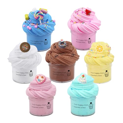 ZONEWAY 7 Pack Cake Butter Slime Kits Soft and NonSticky Slime Kit Party Favors for Girls and Boys - Image 1