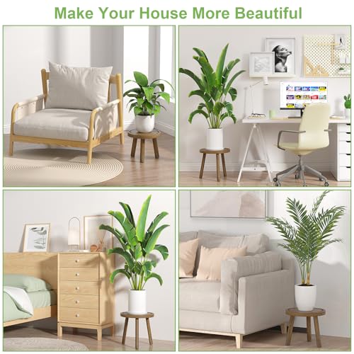 Vecxoty 3Pack Wood Plant Stands Indoor Single Plant Stand for 612 Inch Pots MidCentury Modern Plant Stool Tall Plant Stand for Large Plants for Living Room Balcony Office Dark Gray - Image 3