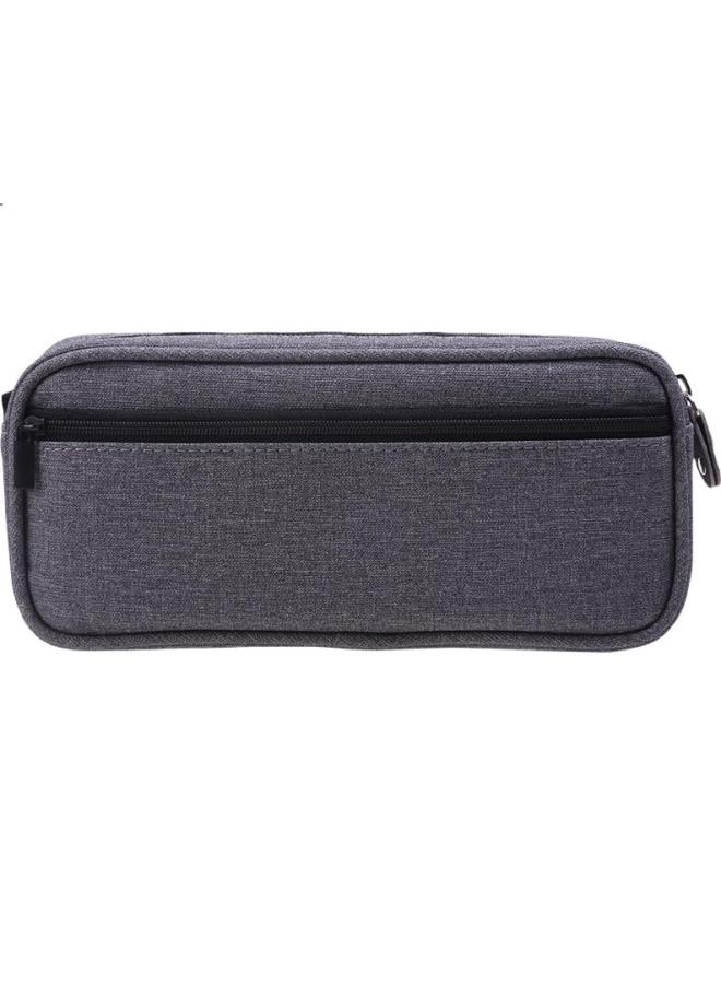 Deli Multi-Layer Large Capacity Pencil Case, Linen-Like Multifunctional Pencil Storage Bag/Business Pouch, Student Stationery Box, Premium Gray - Image 2
