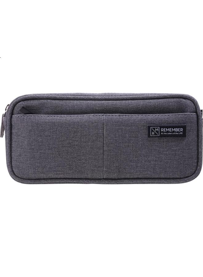 Deli Multi-Layer Large Capacity Pencil Case, Linen-Like Multifunctional Pencil Storage Bag/Business Pouch, Student Stationery Box, Premium Gray - Image 3