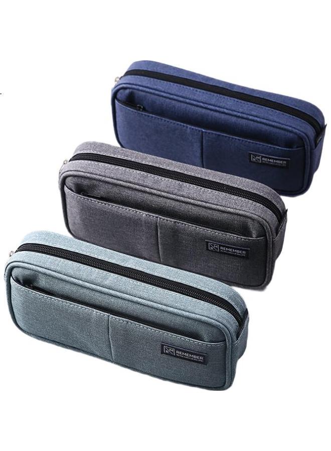 Deli Multi-Layer Large Capacity Pencil Case, Linen-Like Multifunctional Pencil Storage Bag/Business Pouch, Student Stationery Box, Premium Gray - Image 1