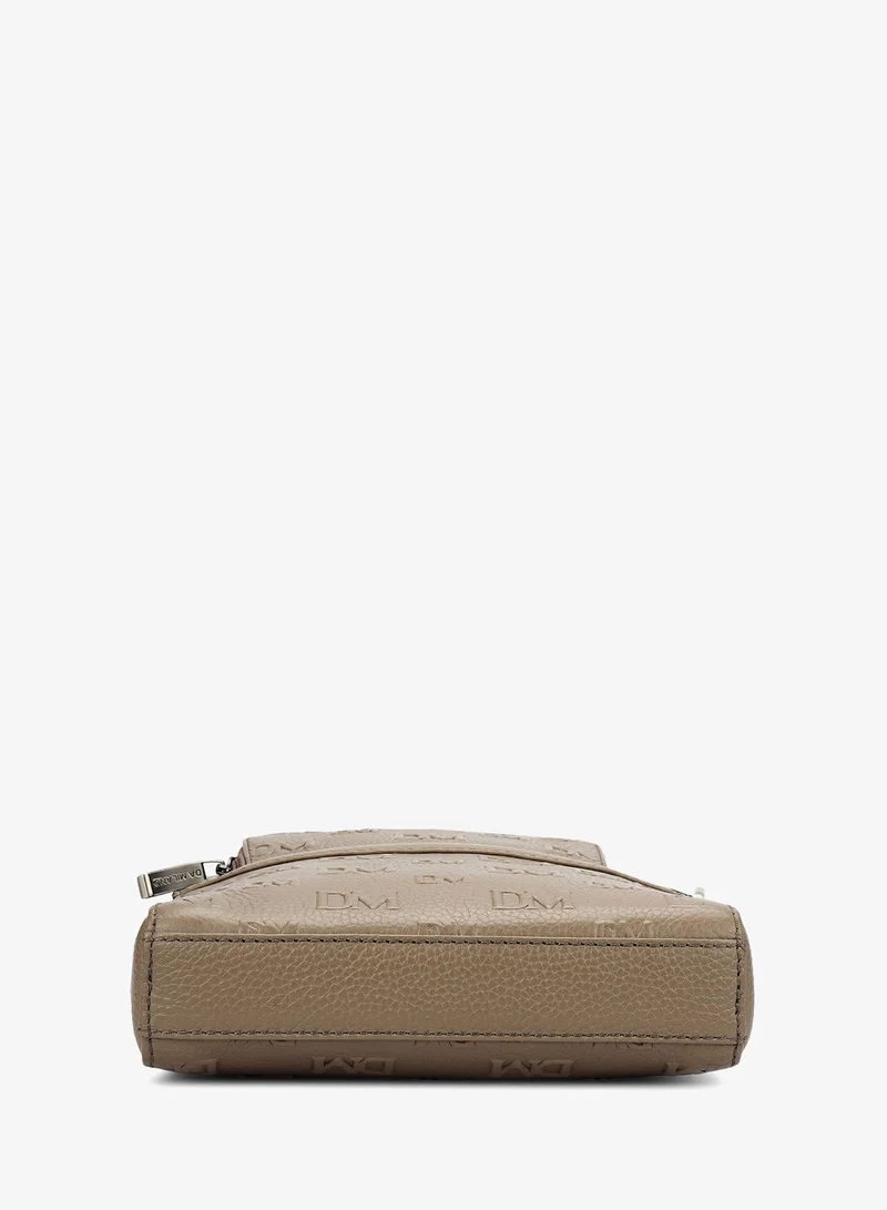 Da Milano Smoke Grey Monogram Wax Leather Men Sling - Smoke Grey for Men | Best Price UAE