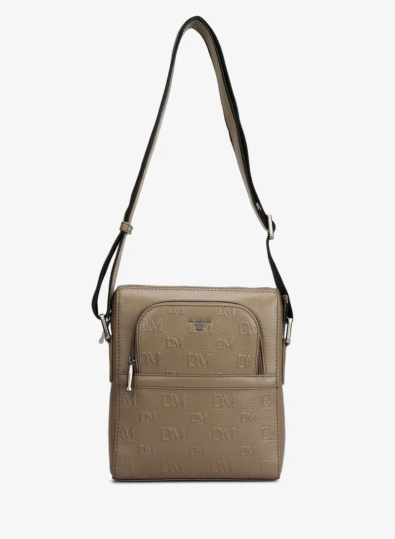 Da Milano Smoke Grey Monogram Wax Leather Men Sling - Smoke Grey for Men | Best Price UAE
