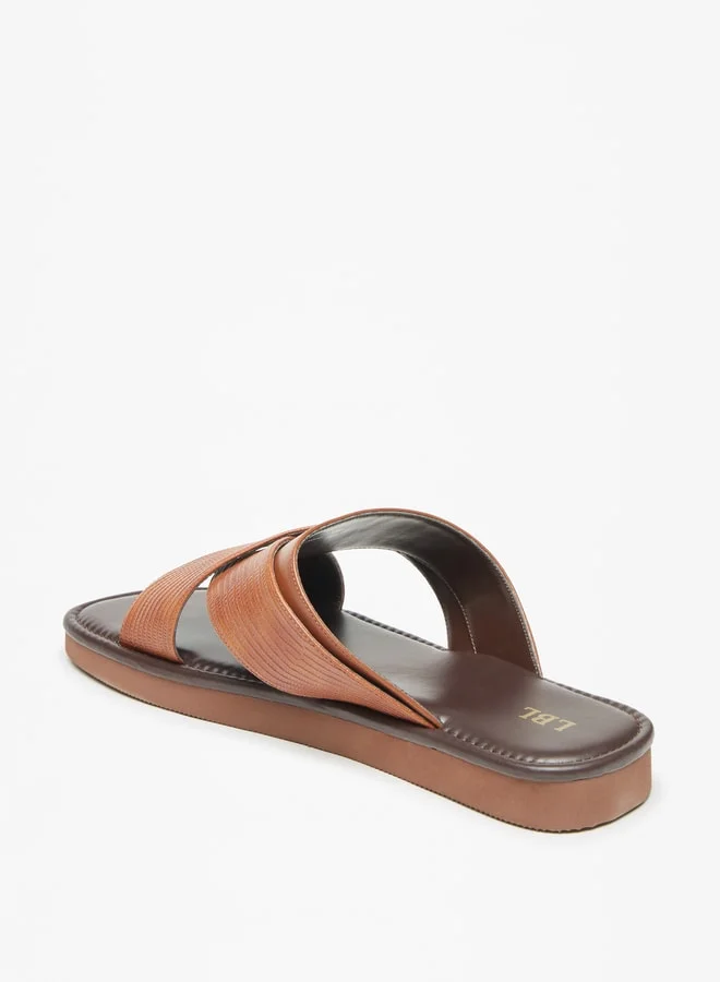 ال بي ال من شو اكسبرس Men Textured Slip-On Criss Cross Arabic Sandals