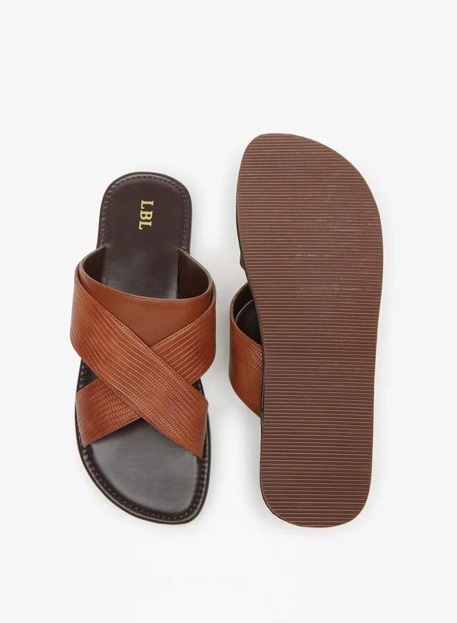 ال بي ال من شو اكسبرس Men Textured Slip-On Criss Cross Arabic Sandals
