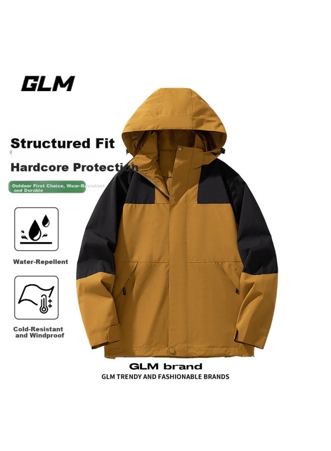 Glm Men's Hooded Winter Windproof Loose Korean Style Trendy Solid Color Outdoor Sports Jacket