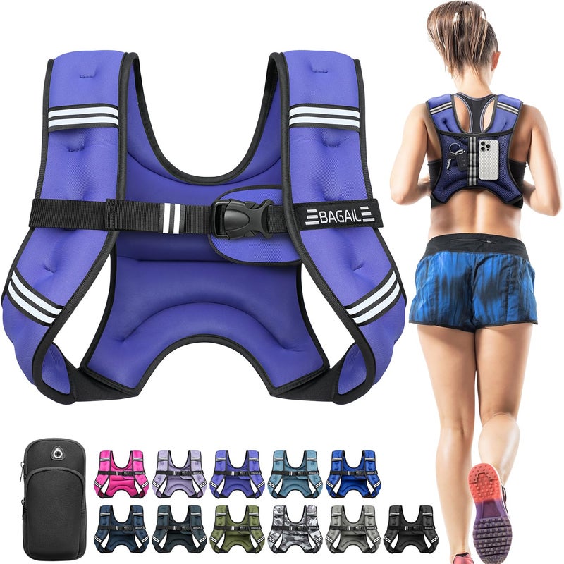 BAGAIL Comfort-Fit Weighted Vest for Woman, Even Weight Distribution, Faster Weight Loss, No-Chafe or Bounce for Walking & Running with Detachable Phone Pouch & Reflective Stripes (Available 5-30lbs) - Image 1
