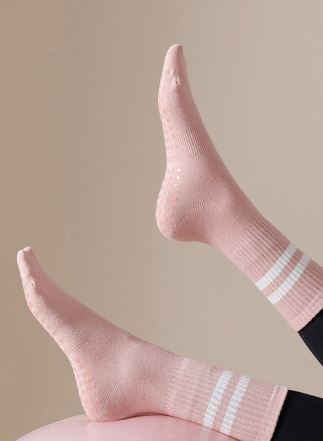 Styli Double Stripe Silicon Pad Base Crew Yoga Socks  - Image 1