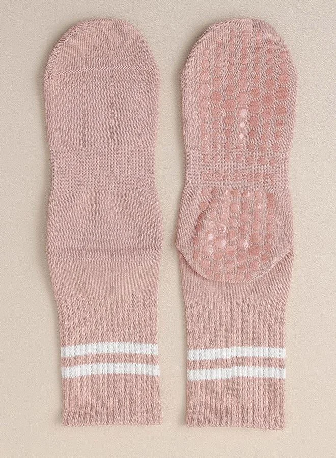 Styli Double Stripe Silicon Pad Base Crew Yoga Socks