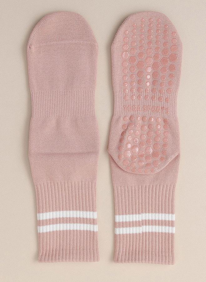Styli Double Stripe Silicon Pad Base Crew Yoga Socks  - Image 3