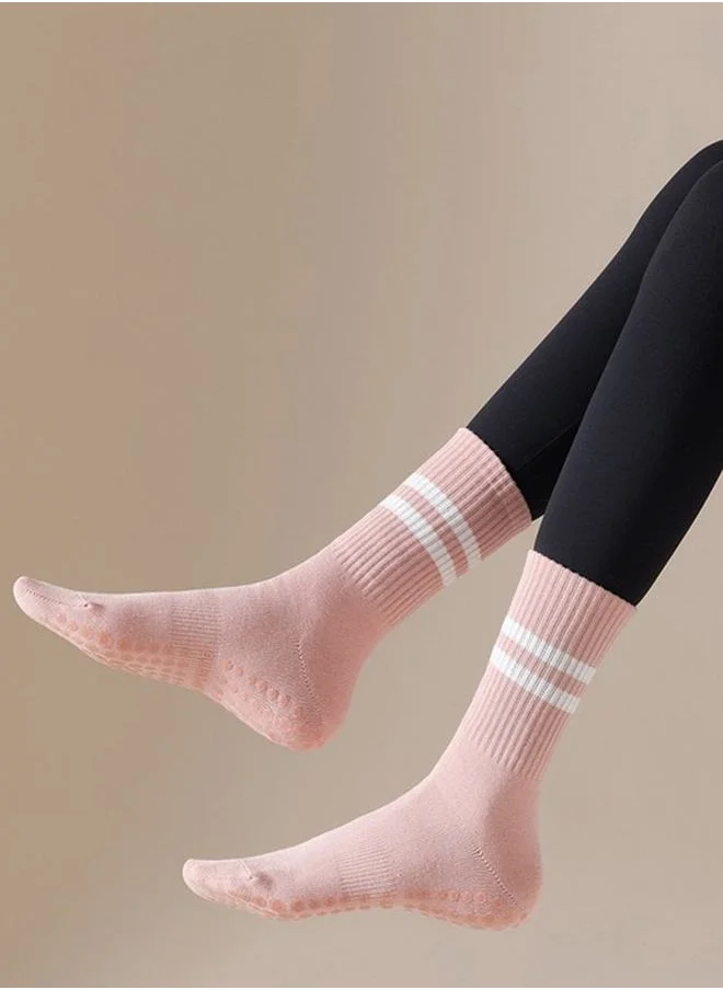 Styli Double Stripe Silicon Pad Base Crew Yoga Socks