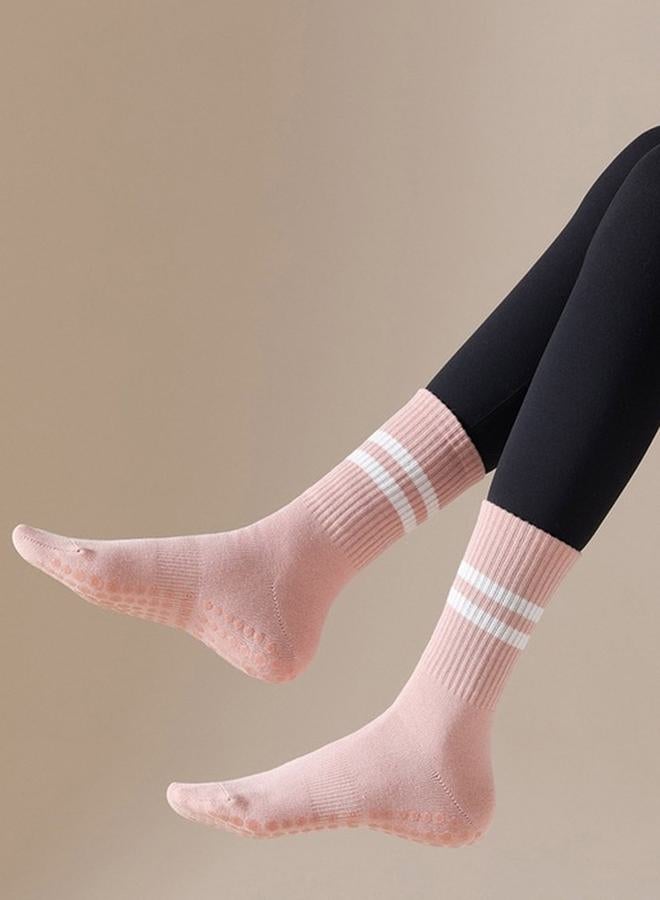 Styli Double Stripe Silicon Pad Base Crew Yoga Socks  - Image 2