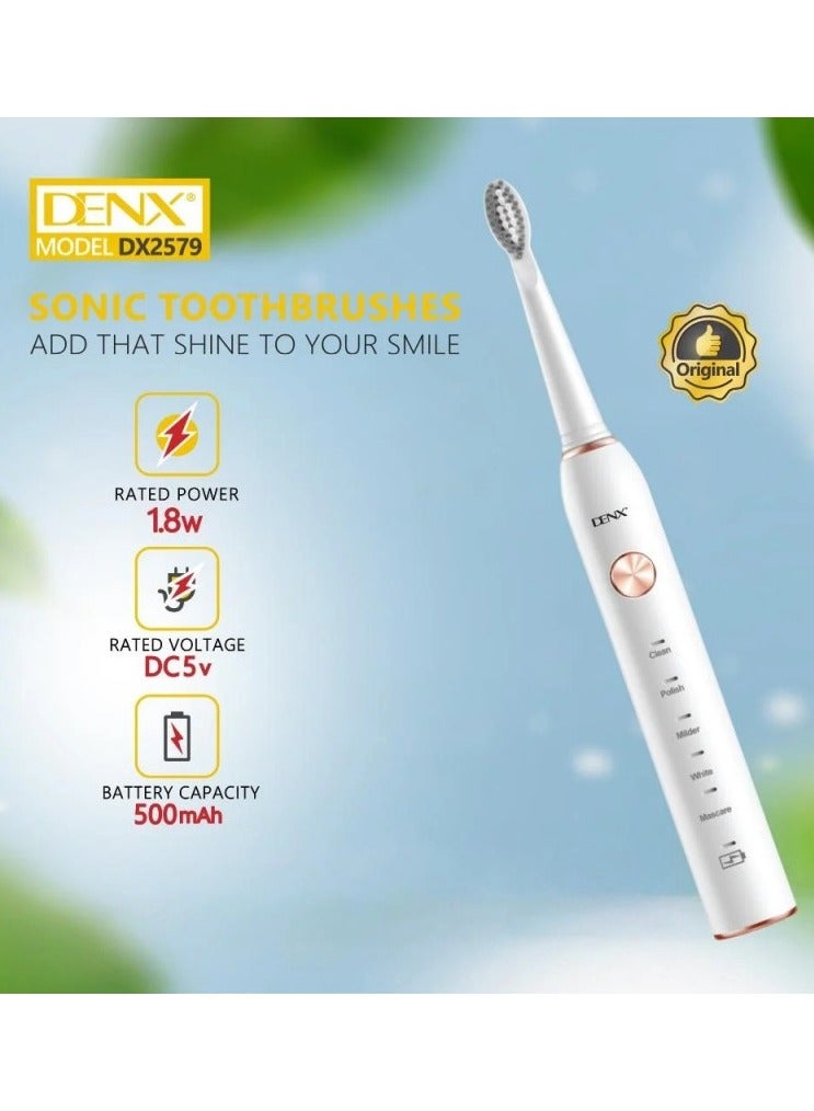 Denx DX2579 Sonic Electric Toothbrush – 5 Modes, Long Battery Life, Waterproof - Image 3