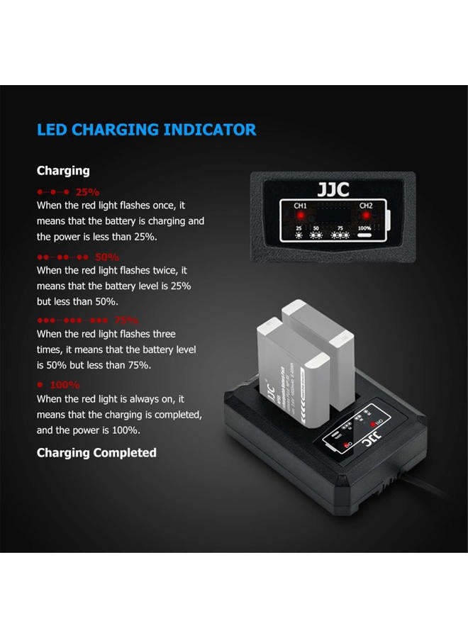 JJC محول شاحن بطارية مزدوج USB NP-95 لكاميرات فوجي فيلم فاين بيكس X100T، X100S، X100، X30، X-S1 لشواحن Fuji NP-95 و Ricoh DB-90 - Image 5